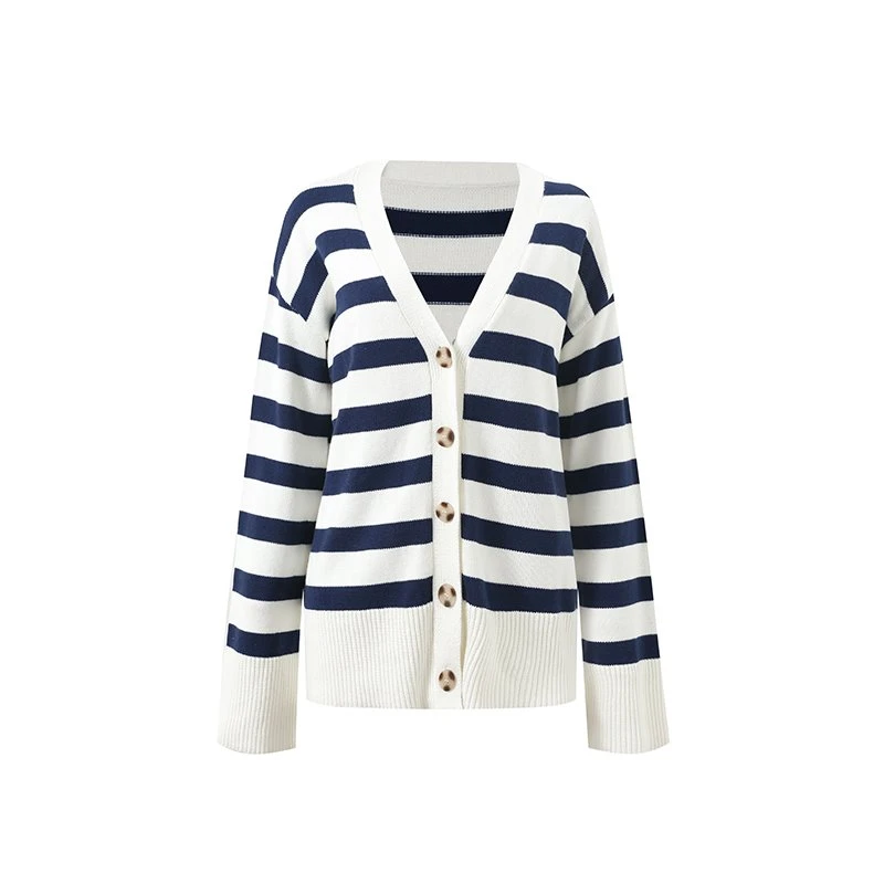 Contrast Stripe Oversized Cardigan