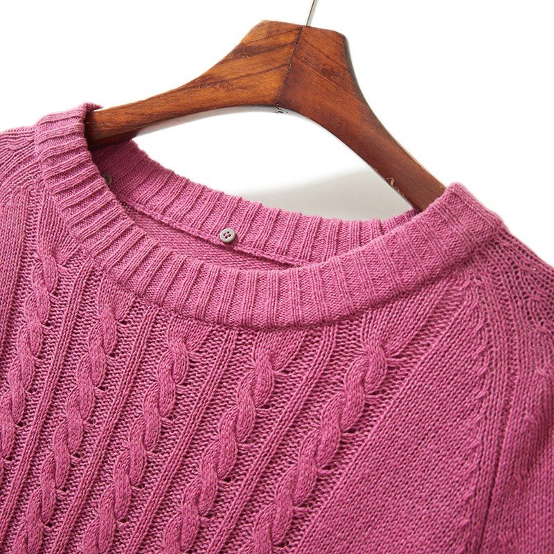 Women's Cable Knit Crew Neck Sweater-2